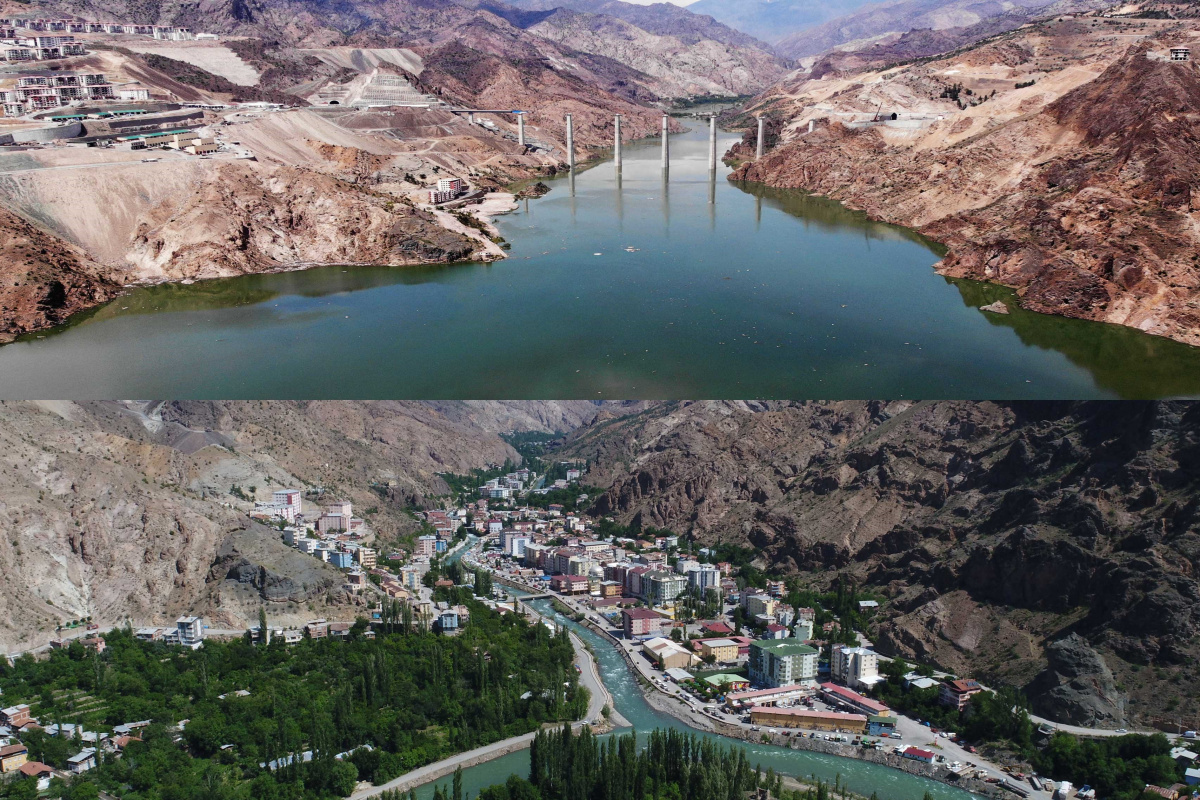 Yusufeli Barajı'nda devam eden su tutma işlemleri sonucunda Artvin'deki barajın su seviyesi 126 metreye ulaştı ve ilçe merkezinin tamamen su altında kaldı. 