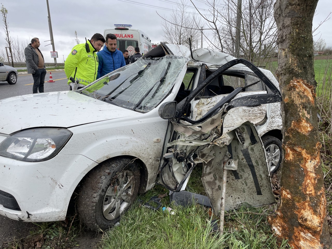 Sakarya’nın Adapazarı ilçesinde yol kenarındaki ağaca çarpan otomobilin sürücüsü hayatını kaybetti.