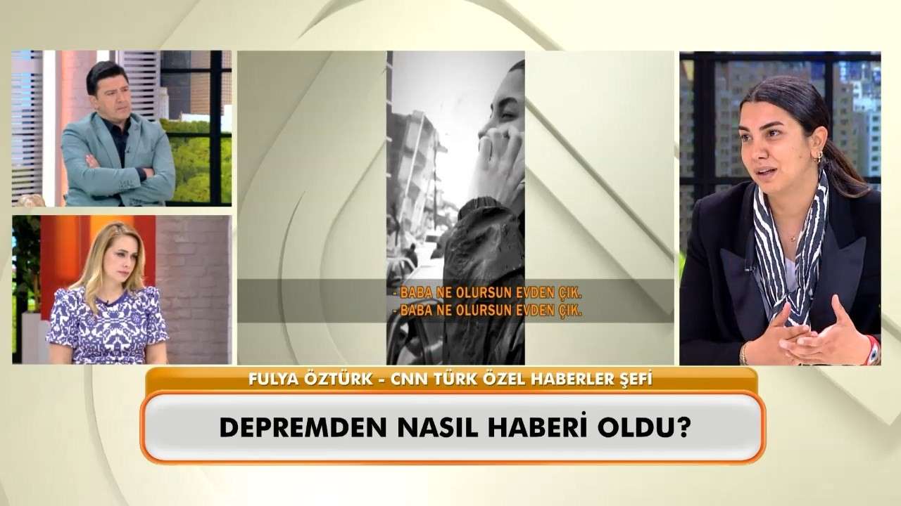 Gazeteci Fulya Öztürk, deprem bölgesinden canlı yayınlar yaparak depremin neden olduğu yıkımı ekrana taşımıştı. Öztürk, yaşadıklarını katıldığı bir programda izleyicilere aktardı.