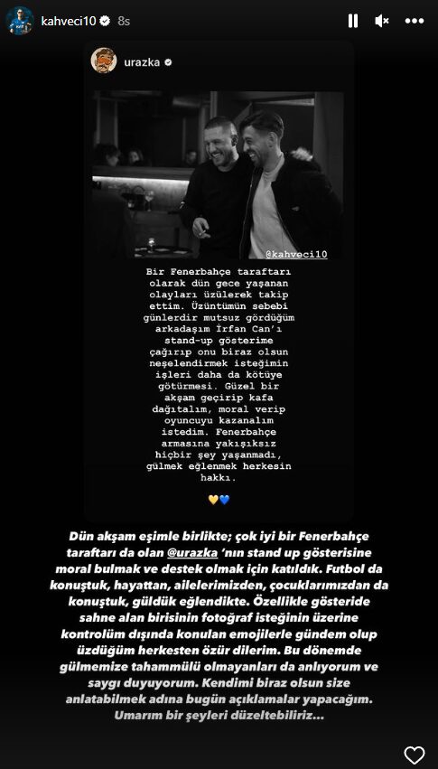 İrfan Can Kahveci sosyal medya paylaşımı yaparak özür diledi.