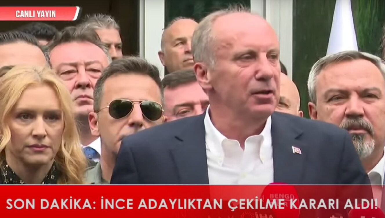 Memleket Partisi Genel Başkanı Muharrem İnce Cumhurbaşkanlığı adaylığından çekildi.