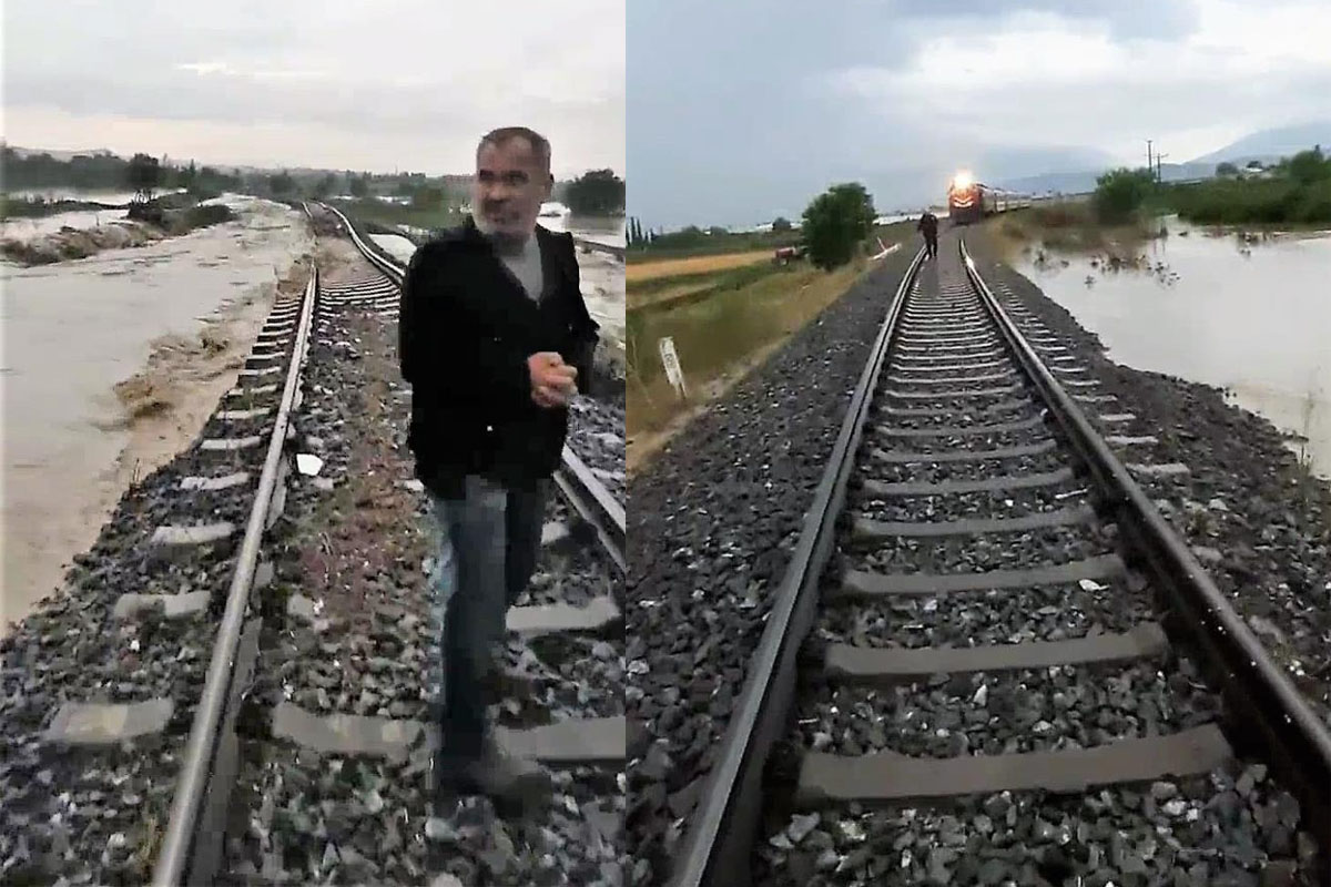 Denizli'de 4 gün aradan sonra tekrar yaşanan sel felaketi, sadece karayollarını değil aynı zamanda demiryolu hatlarını da çökertti. Vatandaşlar, arazilerini kontrol etmek amacıyla bölgeye gittiklerinde demiryolu hattında meydana gelen çöküntüyü fark ettiler. Son anda yaklaşmakta olan treni durdurarak büyük bir faciayı önlediler.