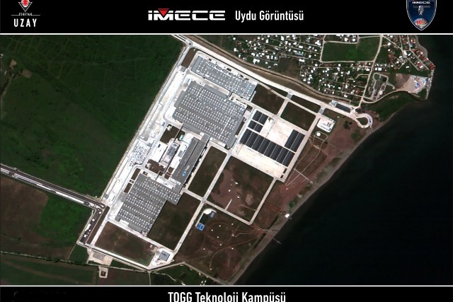 Sanayi ve Teknoloji Bakanı Mehmet Fatih Kacır, 15 Nisan'da yörüngeye fırlatılan Türkiye’nin görüntüleme uydusu İMECE’nin Togg Teknoloji Kampüsü’nden aldığı bir görüntüyü paylaştı.