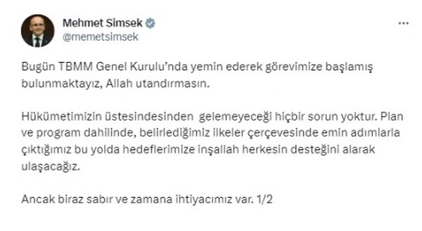 Hazine ve Maliye Bakanı Mehmet Şimşek, sosyal medya hesabından yaptığı duyuru ile vatandaşları uyardı.