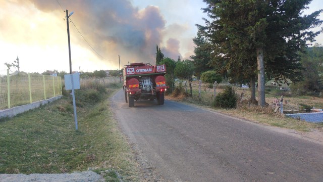 Tekirdağ'da çıkan orman yangınında alevler hızla büyüdü. Tehdit altındaki iki kırsal mahallenin tahliyesi için çalışma başlatıldı.