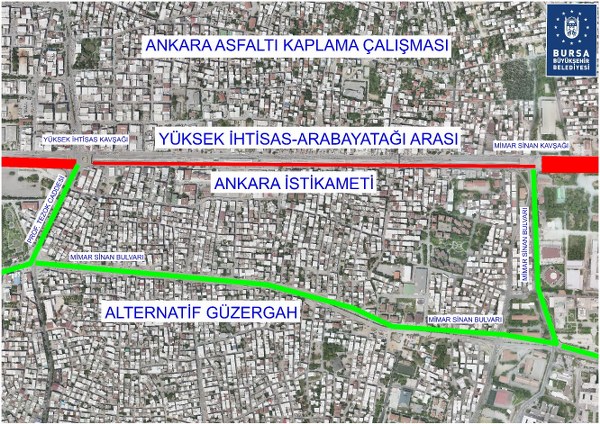  Bursa Büyükşehir Belediyesi, yapacağı asfalt çalışmaları sebebiyle trafiğe kapanacak yolu duyurdu.