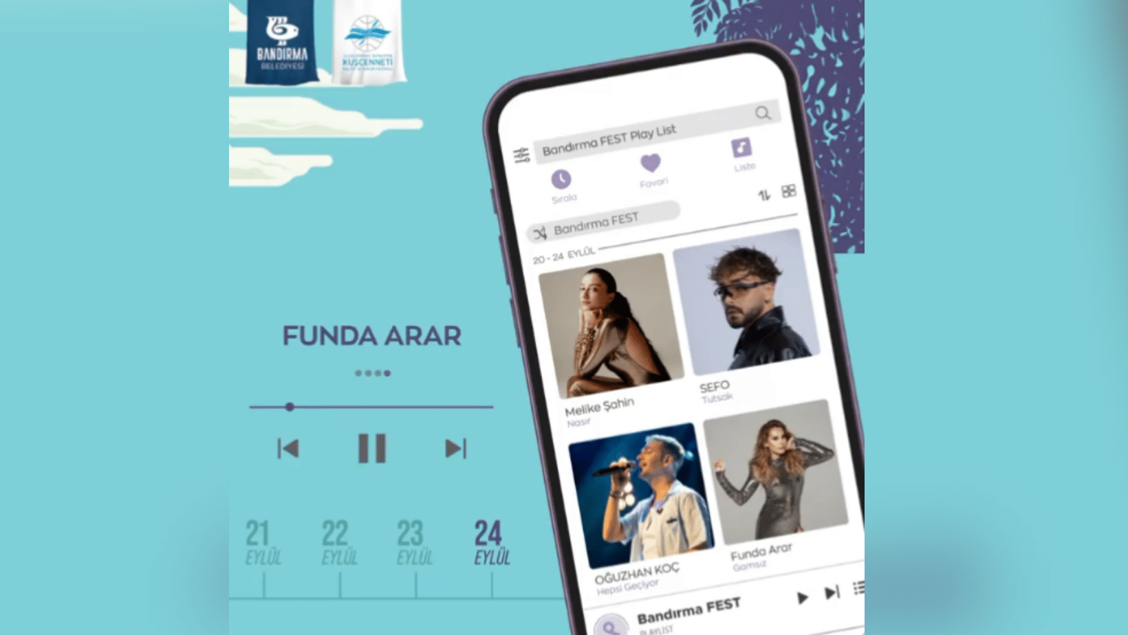 32. Uluslararası Bandırma Kuşcenneti Kültür ve Turizm Festivali'nde sahne alacak sanatçılar belli oldu. Festivalin dördüncü günü kurulacak olan ana sahnede yer alacak olan ve açıklanan son isim Funda