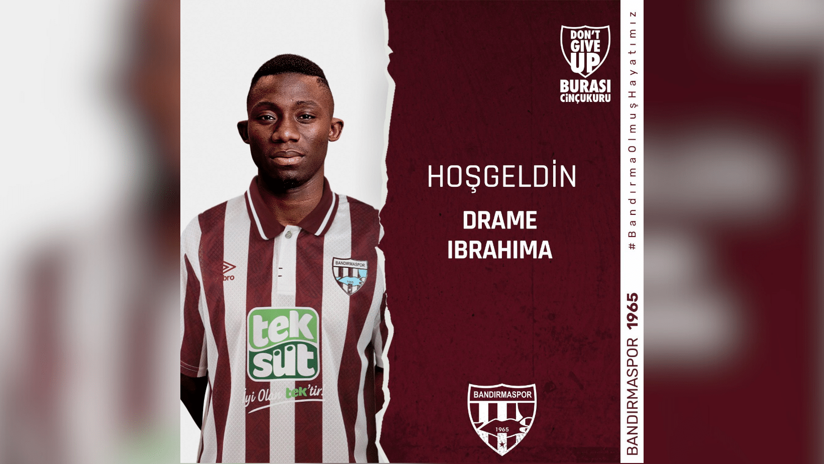 Teksüt Bandırmaspor Senegalli Drame Ibrahima ile 3 yıllık sözleşme imzaladığını duyurdu.