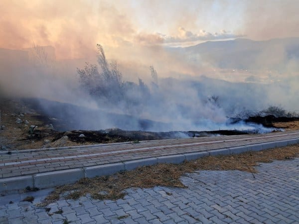Balıkesir'in Bandırma ilçesinde, otluk alanda başlayan yangın, evlere sıçramadan hızla kontrol altına alındı.