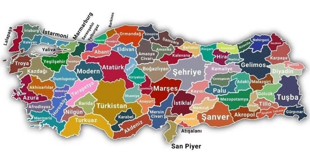 Şehirlerin isimlerini değiştiren bir yapay zeka motoru, Türkiye haritasındaki illerin ismini ilginç isimlerle değiştirdi.