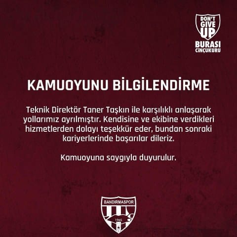 Taner Taşkın ile Yollar Ayrıldı