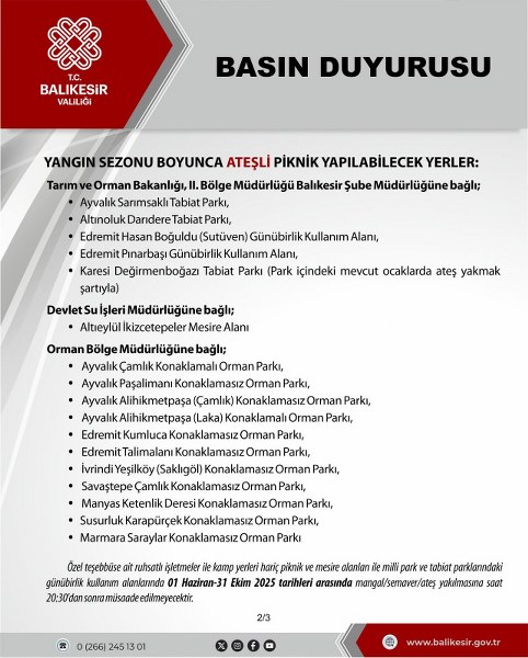 Balıkesir'de Ormana Giriş Yasaklandı