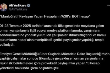 Orman yangınlarıyla ilgili 13 sosyal medya hesabına işlem