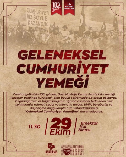 Bandırma’da Cumhuriyet Sofrası Kuruluyor!