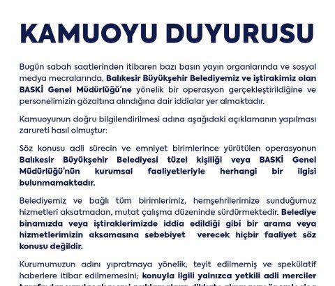 BASKİ'de Operasyon İddiası