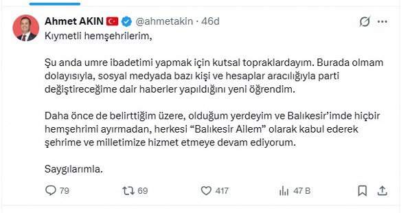 Ahmet Akın; "Kutsal Topraklardayım, Değiştirmiyorum"