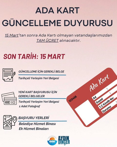  Ada Kart için 15 Mart’a kadar başvuru çağrısı 