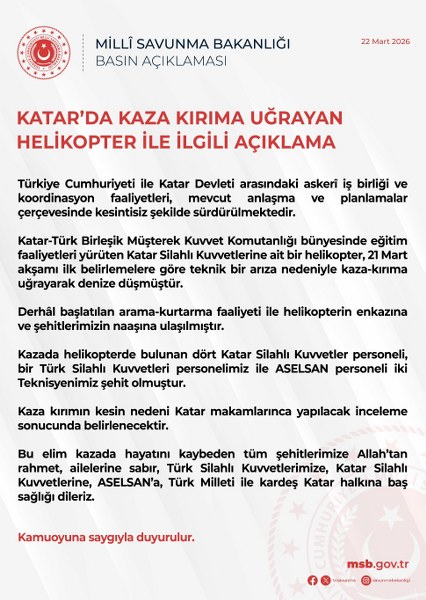 Katar'da Helikopter Düştü, ASELSAN Personeli Şehid Oldu